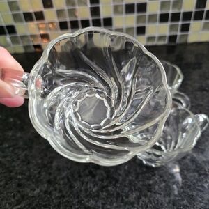 Vintage Hazel Atlas Colonial Swirl Shell Punch Cups w/ Hook Handle (set 4)